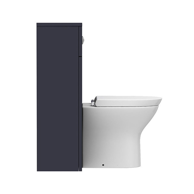 Arezzo 500 Matt Blue WC Unit with Cistern, Brushed Brass Flush + Modern Pan