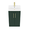 Arezzo 500 Matt Dark Green Floor Standing Vanity Unit with Brushed Brass Handles
