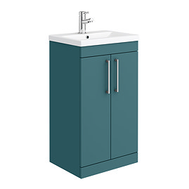 Arezzo 500 Matt Green Floor Standing Vanity Unit with Chrome Handles Large Image