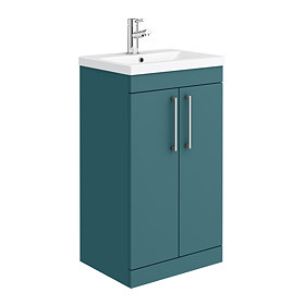 Arezzo 500 Matt Green Floor Standing Vanity Unit with Chrome Handles Large Image
