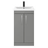 Arezzo 500 Matt Grey Floor Standing Vanity Unit with Chrome Handles  Standard Large Image