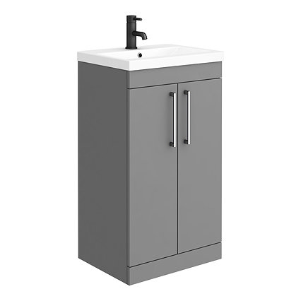 Arezzo 500 Matt Grey Floor Standing Vanity Unit with Chrome Handles Large Image