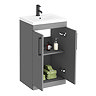 Arezzo 500 Matt Grey Floor Standing Vanity Unit with Matt Black Handles  In Bathroom Large Image