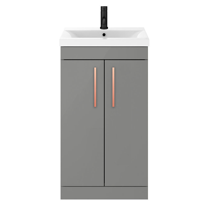 Arezzo 500 Matt Grey Floor Standing Vanity Unit with Rose Gold Handles Feature Large Image