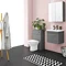Arezzo 500 Matt Grey Wall Hung 1-Drawer Vanity Unit with Brushed Brass Handle In Bathroom Large Image