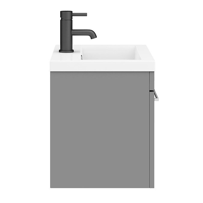 Arezzo 500 Matt Grey Wall Hung 1-Drawer Vanity Unit with Chrome Handle In Bathroom Large Image