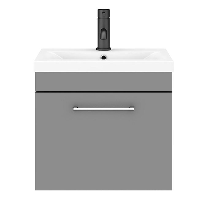 Arezzo 500 Matt Grey Wall Hung 1-Drawer Vanity Unit with Chrome Handle additional Large Image