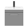 Arezzo 500 Matt Grey Wall Hung 1-Drawer Vanity Unit with Chrome Handle  additional Large Image