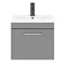 Arezzo 500 Matt Grey Wall Hung 1-Drawer Vanity Unit with Chrome Handle additional Large Image