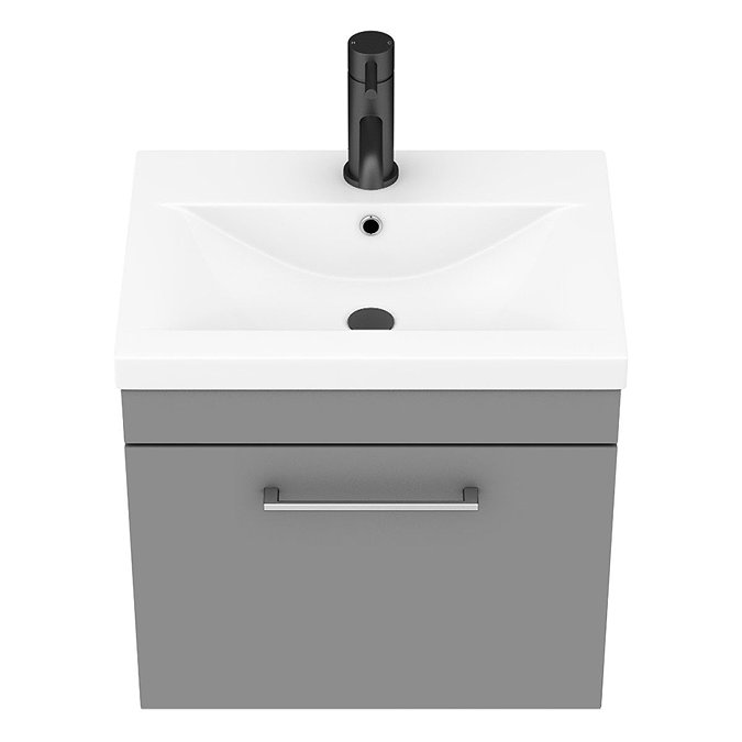 Arezzo 500 Matt Grey Wall Hung 1-Drawer Vanity Unit with Chrome Handle Newest Large Image