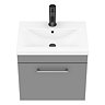 Arezzo 500 Matt Grey Wall Hung 1-Drawer Vanity Unit with Chrome Handle  Newest Large Image