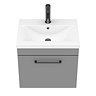 Arezzo 500 Matt Grey Wall Hung 1-Drawer Vanity Unit with Matt Black Handle  additional Large Image