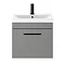 Arezzo 500 Matt Grey Wall Hung 1-Drawer Vanity Unit with Matt Black Handle  Standard Large Image