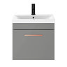 Arezzo 500 Matt Grey Wall Hung 1-Drawer Vanity Unit with Rose Gold Handle  Standard Large Image