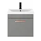 Arezzo 500 Matt Grey Wall Hung 1-Drawer Vanity Unit with Rose Gold Handle Standard Large Image