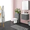 Arezzo 500 Matt Grey Wall Hung 1-Drawer Vanity Unit with Rose Gold Handle In Bathroom Large Image