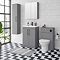 Arezzo 500 Matt Grey WC Unit with Cistern, Matt Black Flush + Modern Pan