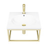 Arezzo 500 Wall Hung Basin with Brushed Brass Towel Rail Frame  Standard Large Image