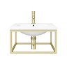 Arezzo 500 Wall Hung Basin with Brushed Brass Towel Rail Frame  In Bathroom Large Image
