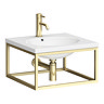 Arezzo 500 Wall Hung Basin with Brushed Brass Towel Rail Frame Large Image