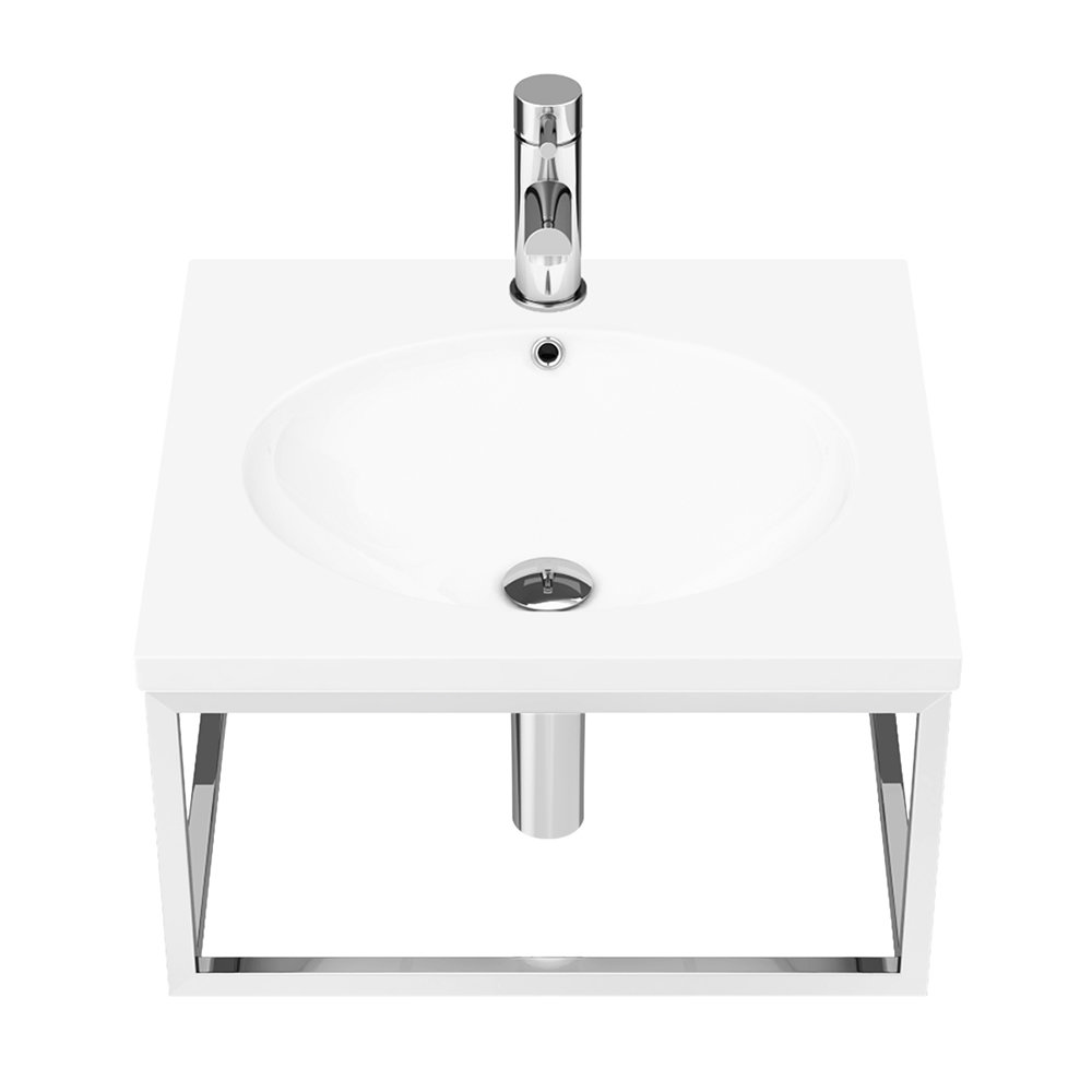 Arezzo 500 Wall Hung Basin with Chrome Towel Rail Frame Standard Large Image