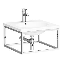 Arezzo 500 Wall Hung Basin with Chrome Towel Rail Frame Large Image