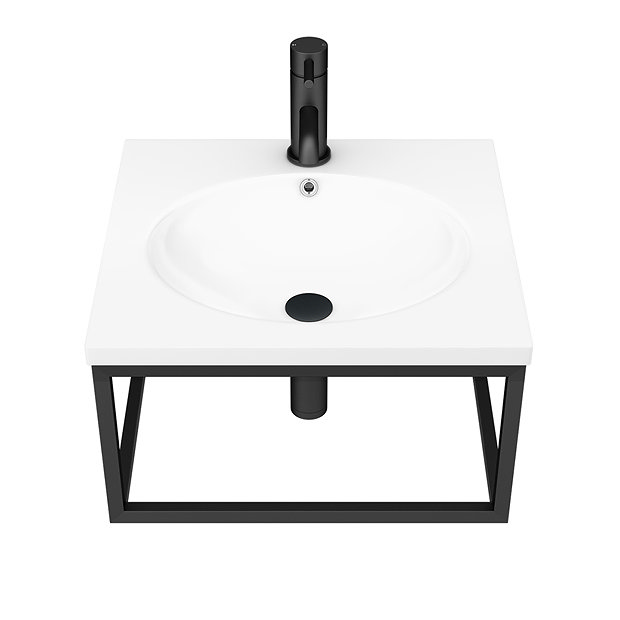 Arezzo 500 Wall Hung Basin with Matt Black Towel Rail Frame  Standard Large Image