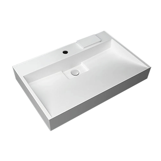 Arezzo 500 Wall Mounted / Countertop Stone Resin Basin with Hidden Waste Cover  Feature Large Image