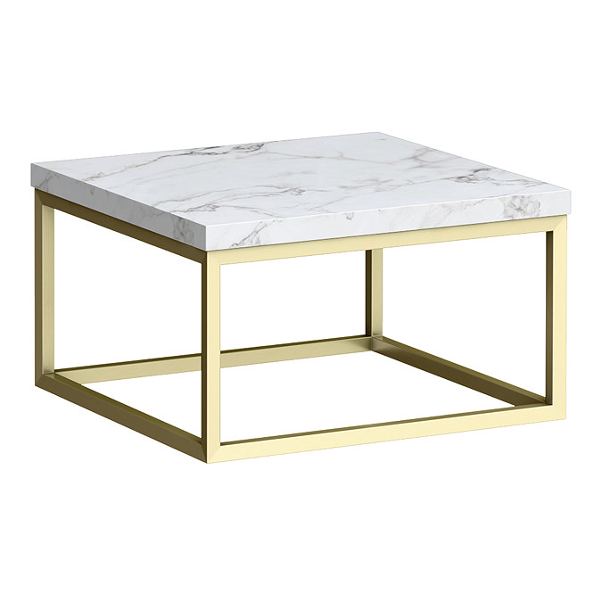 Arezzo 500 White Marble Effect Worktop with Brushed Brass Towel Rail Frame Large Image