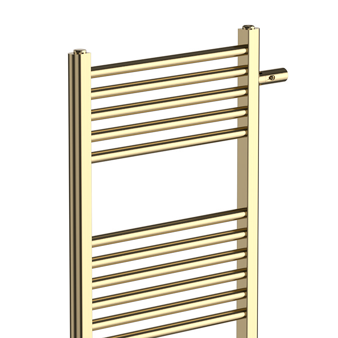 Arezzo 500 x 1800 Floor Standing Space-Saving Heated Towel Rail – Brushed Brass