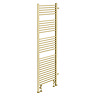 Arezzo 500 x 1800mm Floor Standing Space-Saving Heated Towel Rail – Brushed Brass
