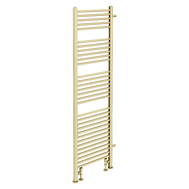 Arezzo 500 x 1800 Floor Standing Space-Saving Heated Towel Rail – Brushed Brass