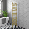 Arezzo 500 x 1800mm Floor Standing Space-Saving Heated Towel Rail – Brushed Brass