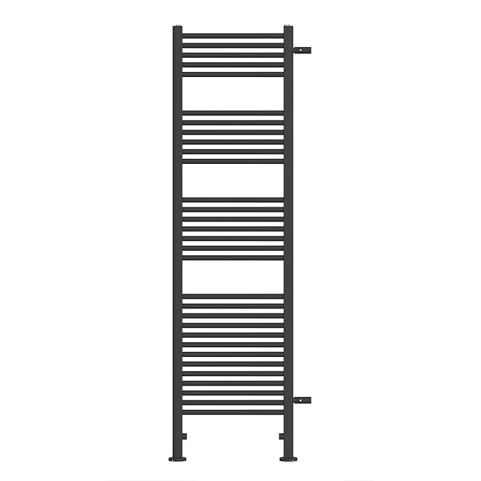 Arezzo 500 x 1800mm Floor Standing Space-Saving Heated Towel Rail – Matt Black