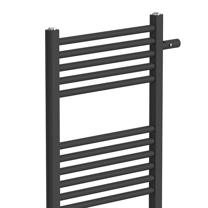 Arezzo 500 x 1800mm Floor Standing Space-Saving Heated Towel Rail – Matt Black