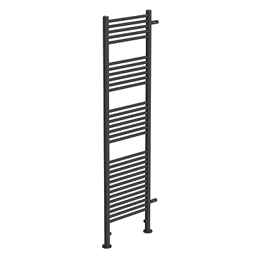 Arezzo 500 x 1800mm Floor Standing Space-Saving Heated Towel Rail – Matt Black