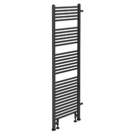 Arezzo 500 x 1800mm Floor Standing Space-Saving Heated Towel Rail - Matt Black