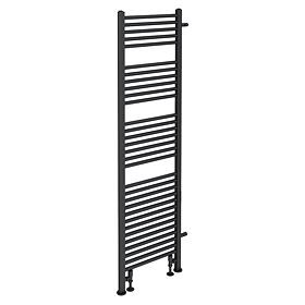 Arezzo 500 x 1800mm Floor Standing Space-Saving Heated Towel Rail - Matt Black