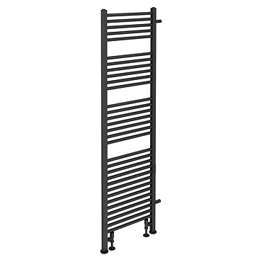 Arezzo 500 x 1800mm Floor Standing Space-Saving Heated Towel Rail – Matt Black