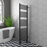 Arezzo 500 x 1800mm Floor Standing Space-Saving Heated Towel Rail - Matt Black