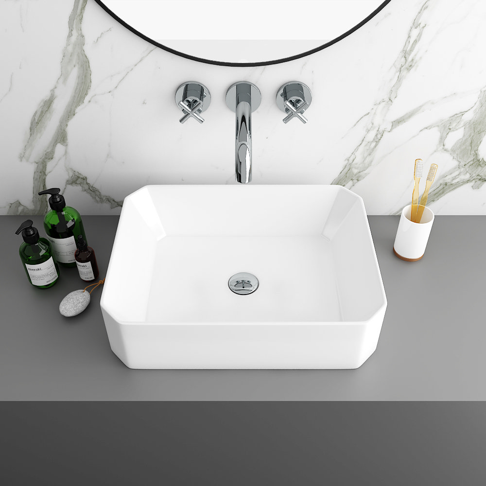 Arezzo 500 x 365mm Slim 8 Sided Rectangular Counter Top Basin