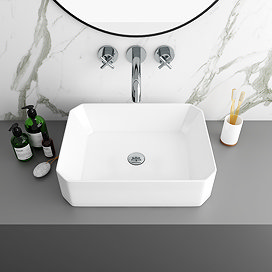 Arezzo 500 x 365mm Slim 8-Sided Rectangular Counter Top Basin Large Image