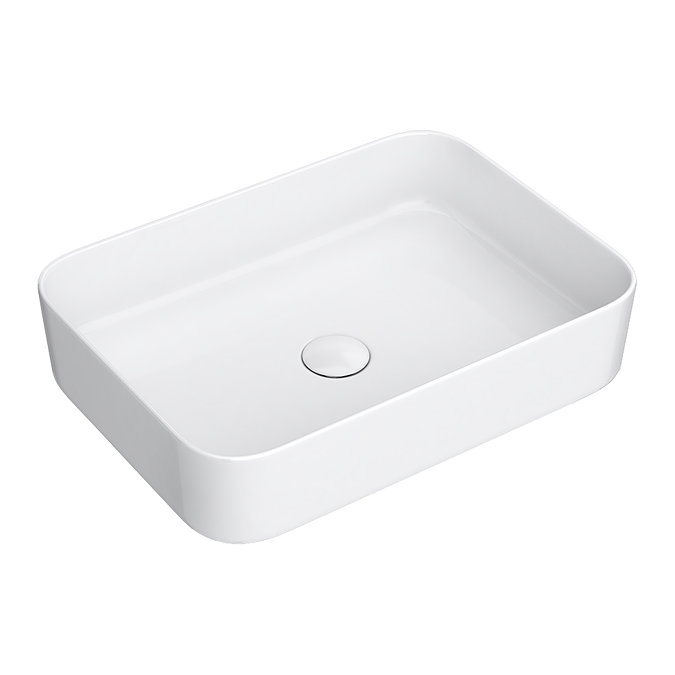 Arezzo 500 x 370mm Curved Rectangular Counter Top Basin 0TH - Gloss White