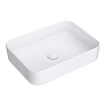 Arezzo 500 x 370mm Curved Rectangular Counter Top Basin - Gloss White  Profile Large Image