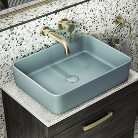 Arezzo 500 x 370mm Curved Rectangular Counter Top Basin - Matt Green Large Image