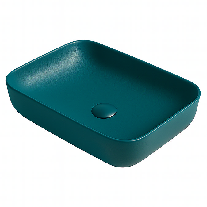Arezzo 500 x 390mm Rectangular Countertop Basin with Waste - Green