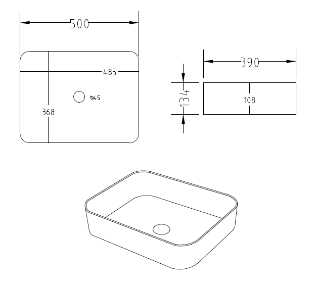 Arezzo 500 x 390mm Rectangular Countertop Basin with Waste - Green