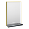 Arezzo 500 x 700 Brushed Brass LED Mirror with Wireless Charging Shelf, Anti-Fog, Touch Sensor and Time Display