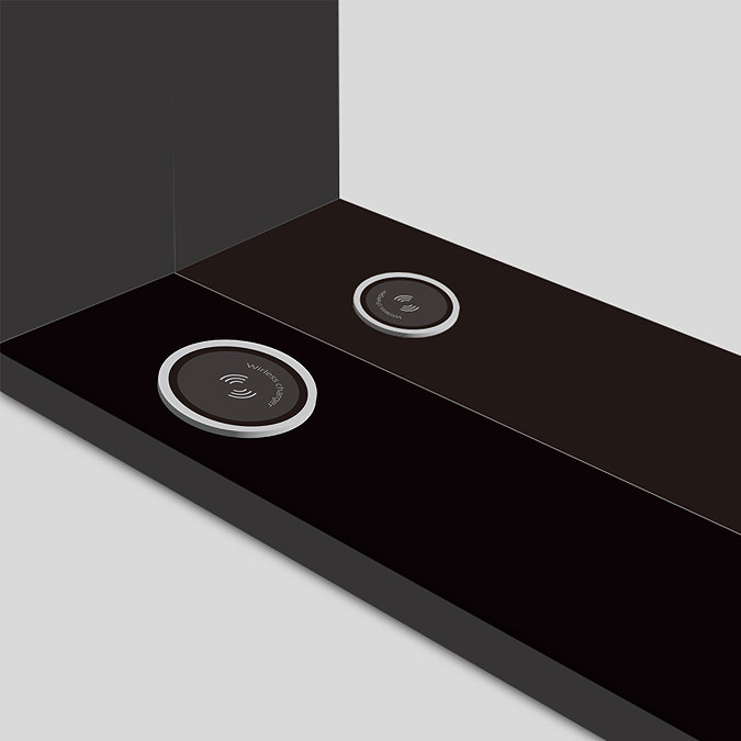 Arezzo 500 x 700 Matt Black LED Mirror with Motion Sensor, Wireless Mobile Charger, Toothbrush Charger and Anti-Fog