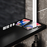 Arezzo 500 x 700 Matt Black LED Mirror with Wireless Charging Shelf, Anti-Fog, Touch Sensor and Time Display